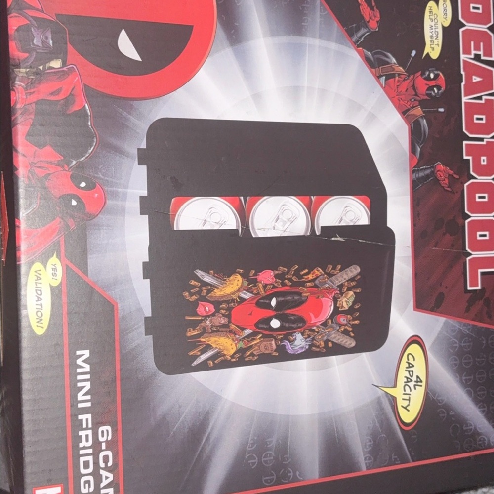 Marvel Deadpool Mini Fridge - Black and Red